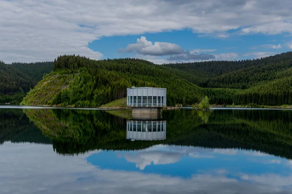 Hike around narrow water dam in the Thuringian Forest near Tambach-Dietharz - Germany