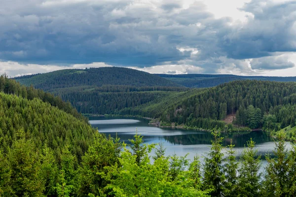 Hike around narrow water dam in the Thuringian Forest near Tambach-Dietharz - Germany