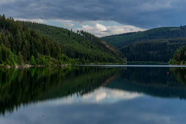 Hike around narrow water dam in the Thuringian Forest near Tambach-Dietharz - Germany