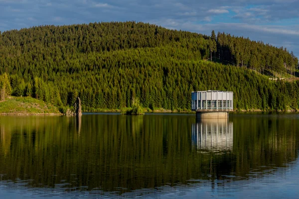 Hike around narrow water dam in the Thuringian Forest near Tambach-Dietharz - Germany