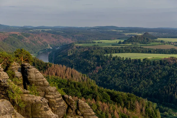 Excursão Exploração Através Saxão Suíço Lugares Difensivos Saxônia Alemanha — Fotografia de Stock