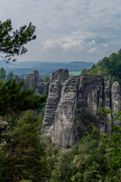 Excursão Exploração Através Saxão Suíço Lugares Difensivos Saxônia Alemanha — Fotografia de Stock