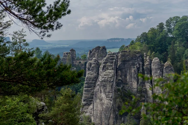 Excursão Exploração Através Saxão Suíço Lugares Difensivos Saxônia Alemanha — Fotografia de Stock