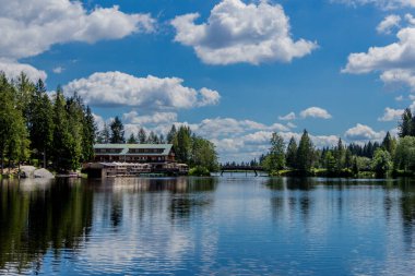 Güneşli bir yaz günü Fichtelgebirge - Bischofsgruen / Almanya