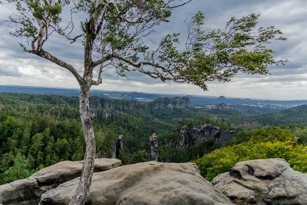 Excursão Exploração Através Saxão Suíço Lugares Difensivos Saxônia Alemanha — Fotografia de Stock