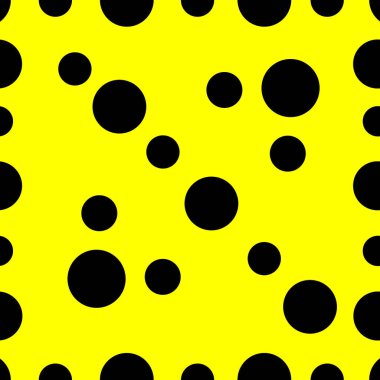 Glitter geometri sarı arka plan dokulu ve siyah noktalar kavramı daireler dağılım