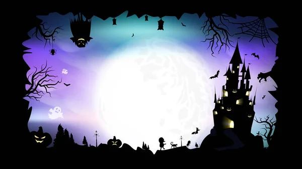 Halloween Affiche Silhouette Fantaisie Abstraite Fond Vectoriel Illustration — Image vectorielle