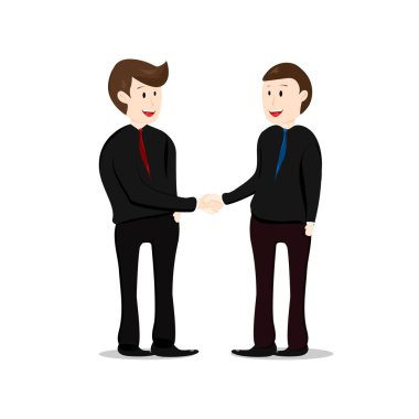 Ekip çalışması, sıkışalım, birlikte çalışan iş adam ortağı, beyaz arka plan üzerinde düz tasarlamak vektör izole karakter karikatür koleksiyonu