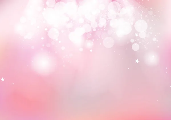 Розовые Боке Светящиеся Звезды Рассеивают Романтическую Концепцию Пастельного Размытия Вечеринку — стоковый вектор