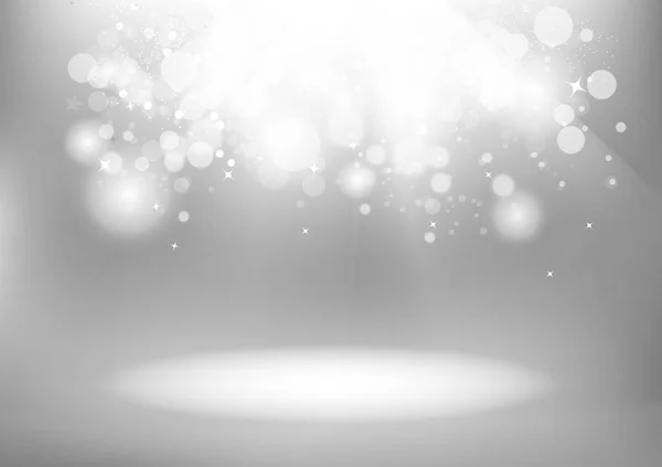 Silver Bokeh Glowing Magic Sparkle Scatter Celebration Season Holiday Concept — Stock Vector