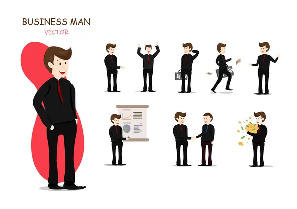 Homem Negócios Personagens Vetoriais Trabalho Conjunto Coleção Desenhos Animados —  Vetores de Stock