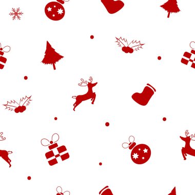 Mutlu Noeller, hediye, kış sezonu tatil, mutlu yeni yıl, sorunsuz desen karikatür, beyaz doku arka plan duvar kağıdı vektör illüstrasyon