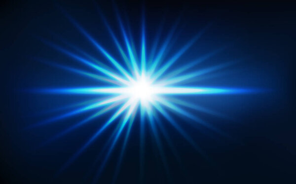 Star burst, light rays effect blue concept abstract background vector illustration