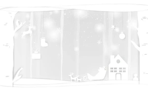 Noël Papier Art Chute Neige Fête Blanche Hiver Carte Lettrage — Image vectorielle