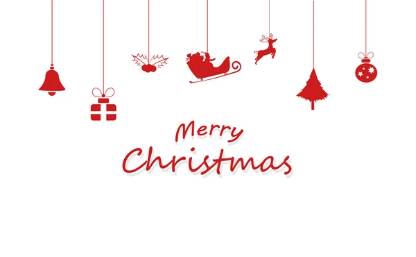 Merry Christmas, dekorasyon, Noel Baba, Ren geyiği, Hediyelik, top, yıldız, holly ağaç ve çan kutlama parti en az kış tatil sezonu arka plan vektör tarzında