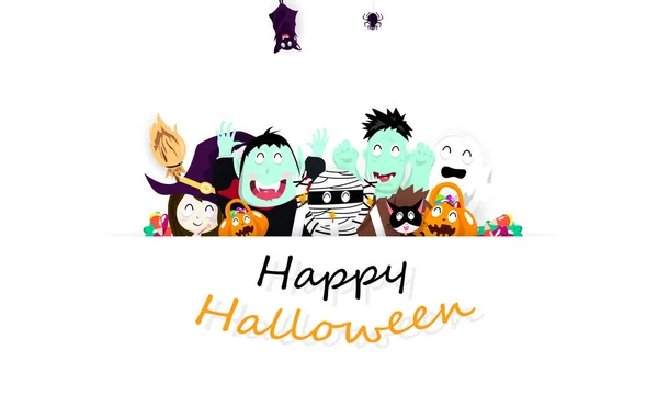 Happy Halloween Överraskning Part Papperskonst Cartoon Karaktär För Barn Celebration — Stock vektor