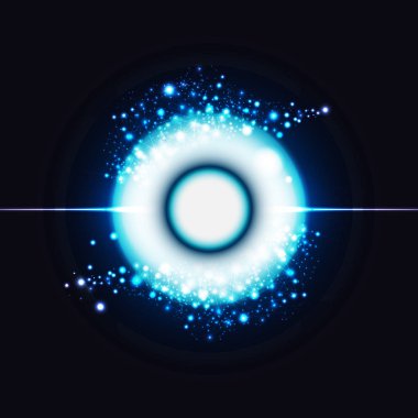 Molekülleri dijital teknoloji göz topu şeklini fütüristik neon arka plan vektör çizim karıştırma