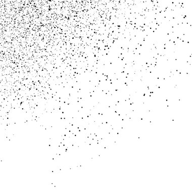 Siyah noktalar, gürültü ve tahıl beyaz ditress dokulu arka plan vektör çizim üzerinde düşen glitter dağılım