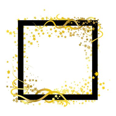 Çerçeve yıldız altın tema sarmal eğri kırbaç satırları arka plan için şablon afiş poster reklam kullanarak dağılım