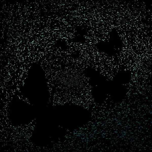Silueta Mariposa Estrellas Polvo Dispersión Espacio Galaxia Verde Naturaleza Concepto — Archivo Imágenes Vectoriales