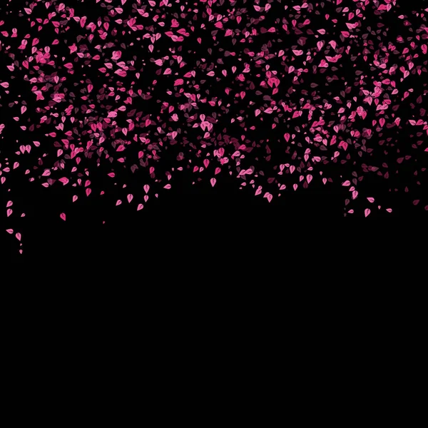 Folhas Dispersão Rosa Sakura Caindo Conceito Abstrato Preto Fundo Texturizada — Vetor de Stock