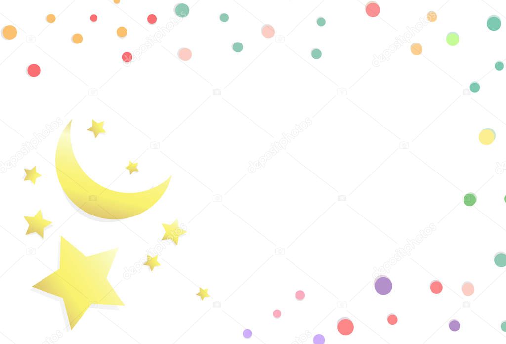 Stars and moon scatter in galaxy paper art concept on white isolated abstract background vector illustration