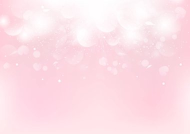 Soyut, Sevgililer günü fantastik, pembe dağılım gül yaprağı ve kalp, Bokeh romantik arka plan mevsimlik tatil vektör çizim ile bulanık