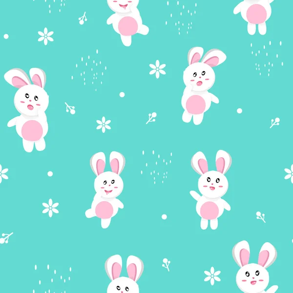 Conejo Invierno Patrón Sin Costuras Feliz Pascua Temporada Naturaleza Vacaciones — Vector de stock