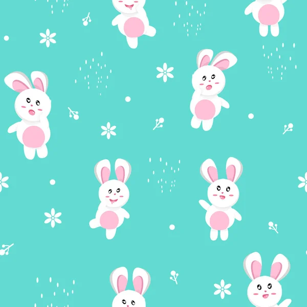 Rabbit Winter Seamless Pattern Happy Easter Nature Season Holiday Background — Stock Vector