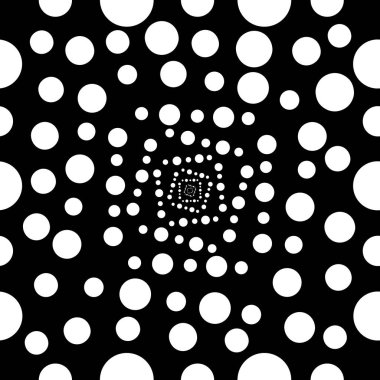Beyaz daire noktalar dağılım geometrik siyah doku Dikişsiz desen arka plan vektör çizim