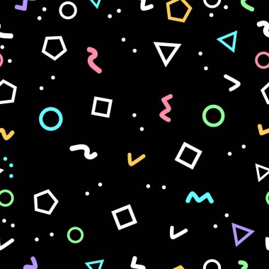 Soyut geometrik arka plan, üçgen, daire, noktalar, çizgiler ve çokgen renkli pastel Dikişsiz desen vektör çizim ile tarafından yapılan geometri şekilleri