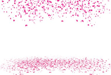 Pembe konfeti, kutlama parti arka plan vektör çizim şenlikli yere düşen kağıt dağılım