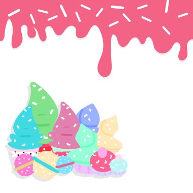 Tatlı, şeker tatlı gıda kavramı arka plan vektör çizim