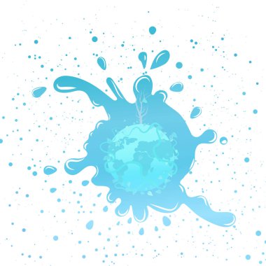 Su sıçramasına ve damlacık dağılım kavramı arka plan vektör çizim içinde küresel ortamda