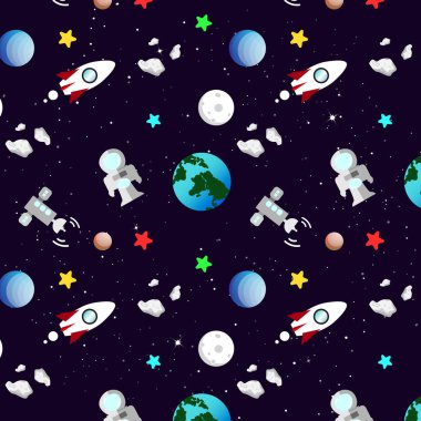 Astronomi, galaxy ve uzay desen yıldız dağılım parlak arka plan vektör çizim ile