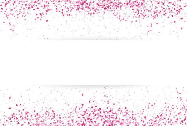 Sakura Dispersión Rosa Hojas Pétalo Caída Banner Plantilla Concepto Marco — Vector de stock
