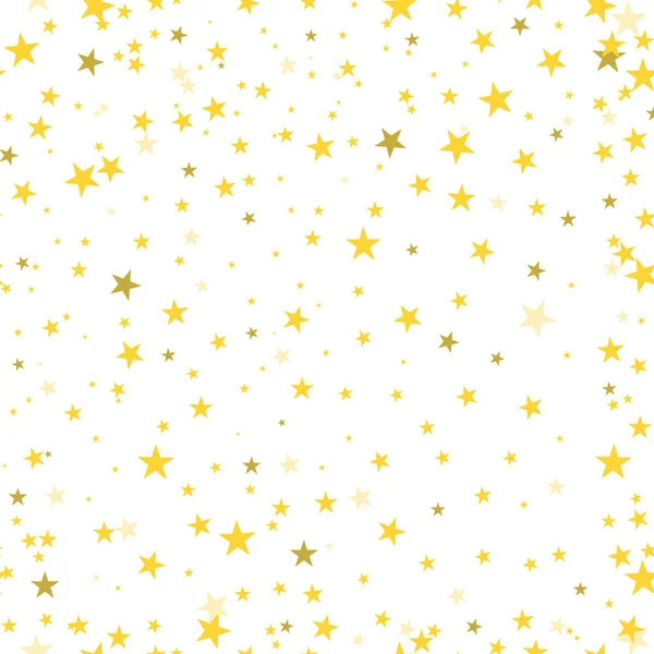 Gold Stars Confetti Scatter Shiny Seamless Pattern Abstract Background Vector — Stock Vector