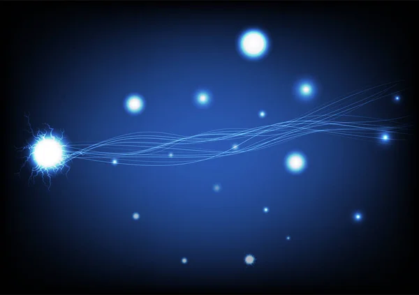 稲妻カーブ線と粒子輝き分子技術電気の概念の抽象的な背景ベクトル イラスト — ストックベクタ