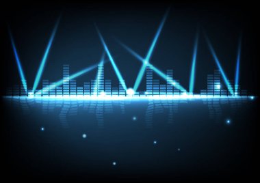 Hafif parlak etkisi arka plan müzik ses ekolayzer fütüristik vektör çizim ile dijital teknoloji
