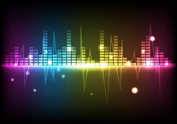 Arka Plan Dijital Teknoloji Disko Spektrum Müzik Ekolayzer Parlayan Fütüristik — Stok Vektör