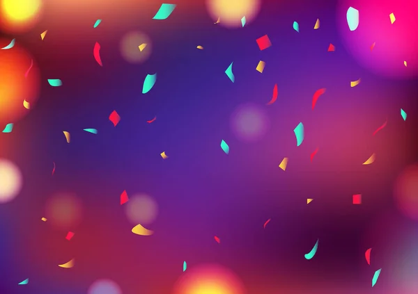 Célébrez Fête Floue Coloré Bokeh Abstrait Fond Décoration Confettis Tomber — Image vectorielle