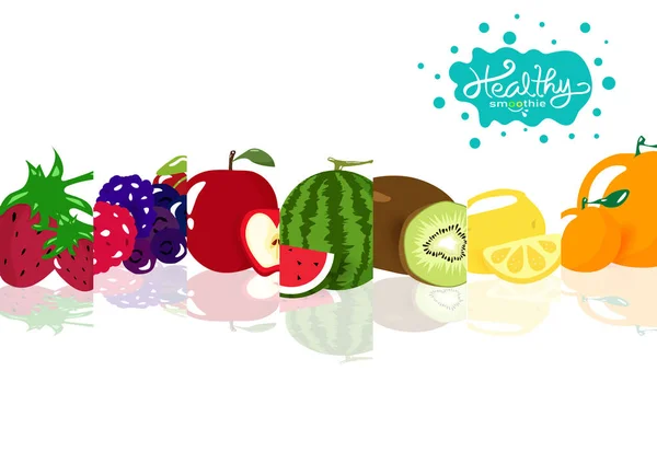 Zdrowego Smoothie Owoce Soczyste Ekologicznej Zdrowej Żywności Kolekcji Równowagi Diety — Wektor stockowy