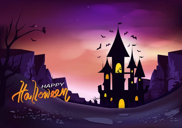 Happy Halloween Poster Fantasy Concept Horror Story Abstract Background Vector — Stock Vector