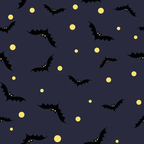 Bats Moon Scatter Seamless Pattern Happy Halloween Concept Fabric Texture — Stock Vector