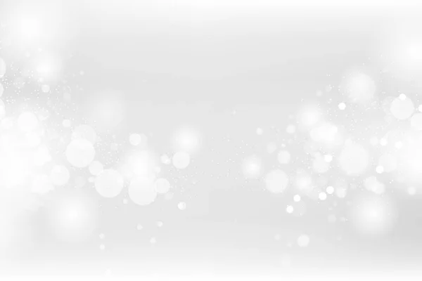 Bianco sfondo astratto, argento sfocatura Bokeh, stagione delle celebrazioni — Vettoriale Stock