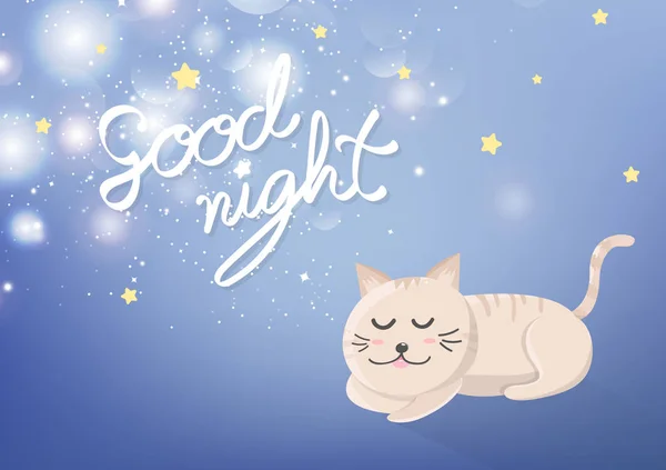 Bonne nuit, calligraphie, douce carte de vœux de rêve fond co — Image vectorielle