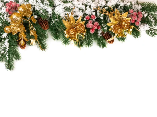 Fondo Navidad Las Decoraciones Las Ramas Del Árbol Navidad Nieve — Foto de Stock
