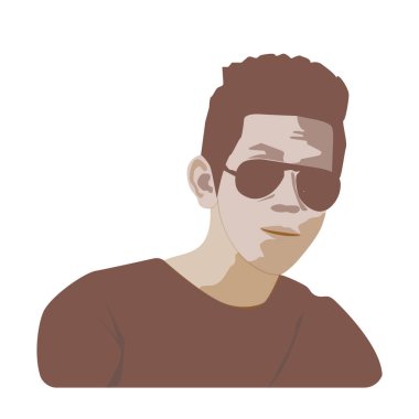 Gözlük simgesi çizgili beyaz bir arka plan üzerinde olan insan düz mutlu kafası.