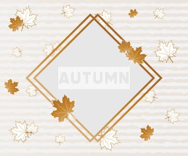 Sonbahar vektör afişi, sonbahar yapraklı soyut arkaplan tasarımı, beyaz izole arkaplan. Vektör illüstrasyonu