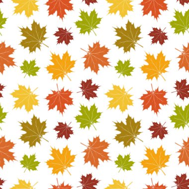 Sonbahar yapraklarıyla kusursuz desen. Vektör illüstrasyonu